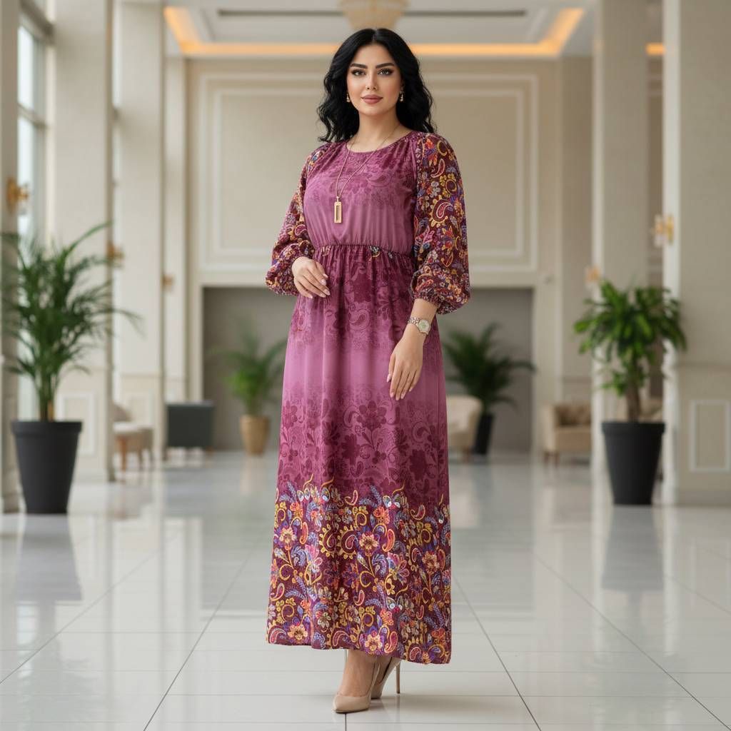 پیراهن ساحلی نخی کمر کش