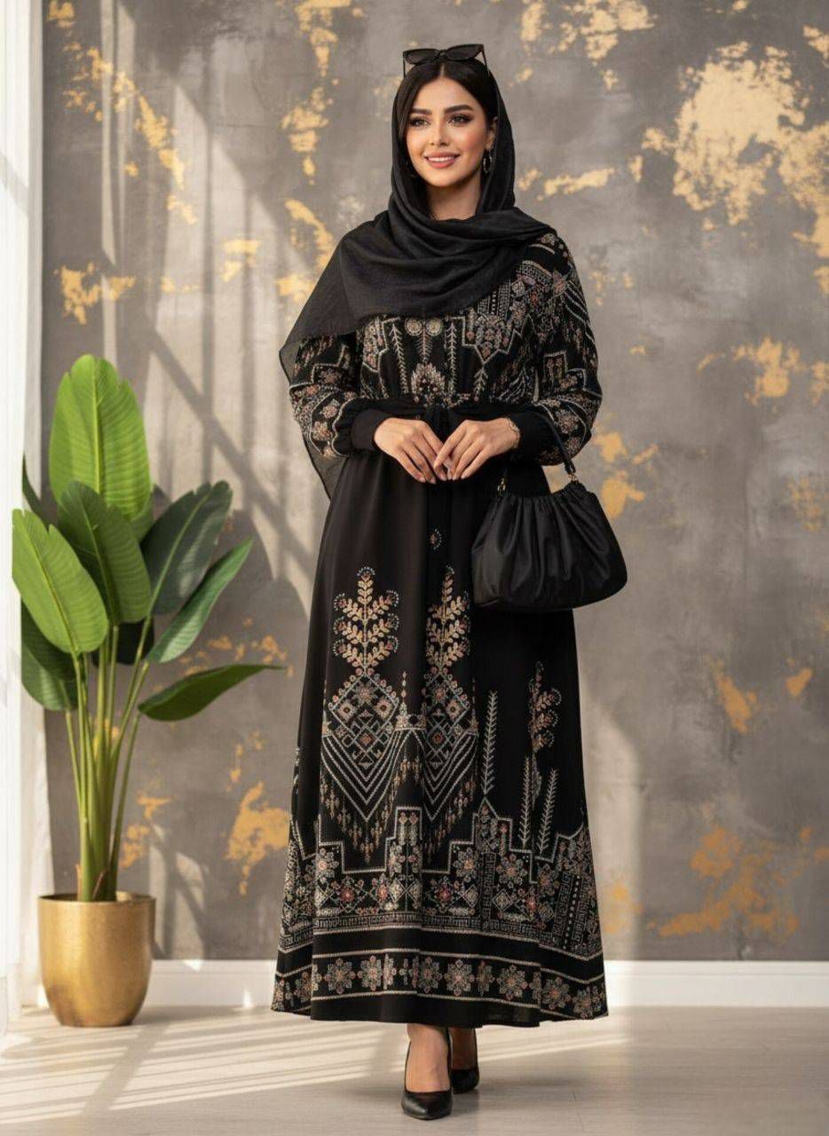پیراهن سنتی یقه چین دار 