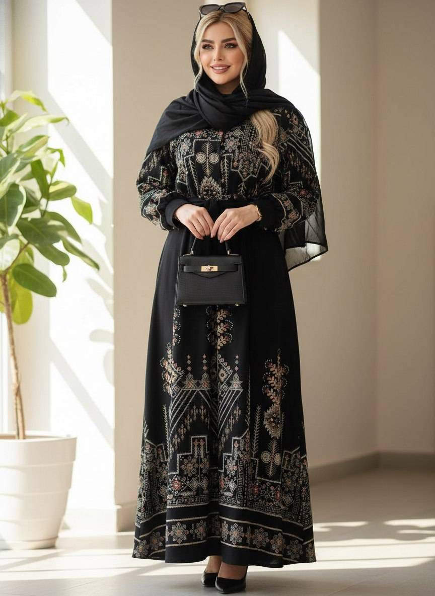 پیراهن سنتی یقه چین دار 